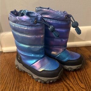 Lands' End Toddler Iridescent Blue Snow Boots size 7